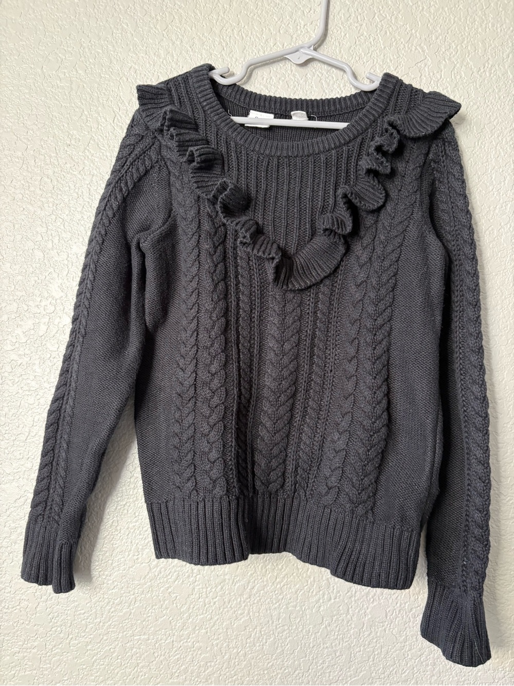 GAP Cable Knit Sweater with Ruffle Trim